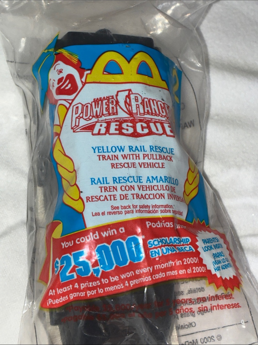 McDonald's Yellow & Blue Power Rangers Rescue Pullback Train Toy 2000